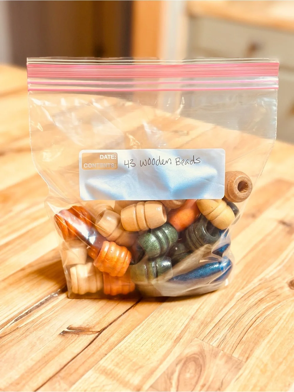 VINTAGE WOODEN MACRAME / CRAFT BEADS - VARIOUS STYLES & COLORS. LOT OF 43